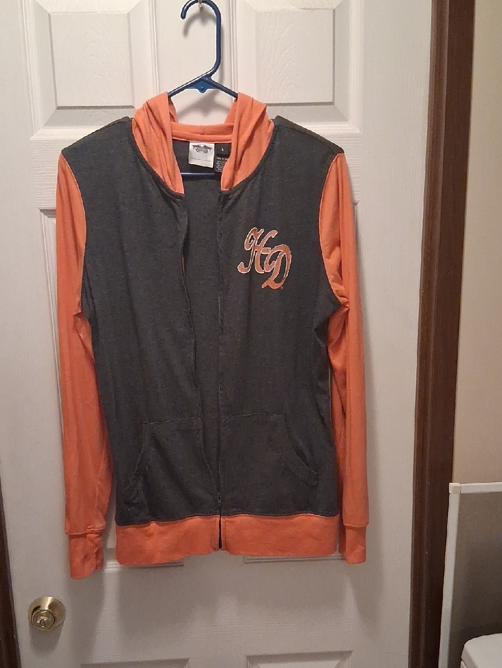 Harley-Davidson Orange and Charcoal Hooded Zip Jacket